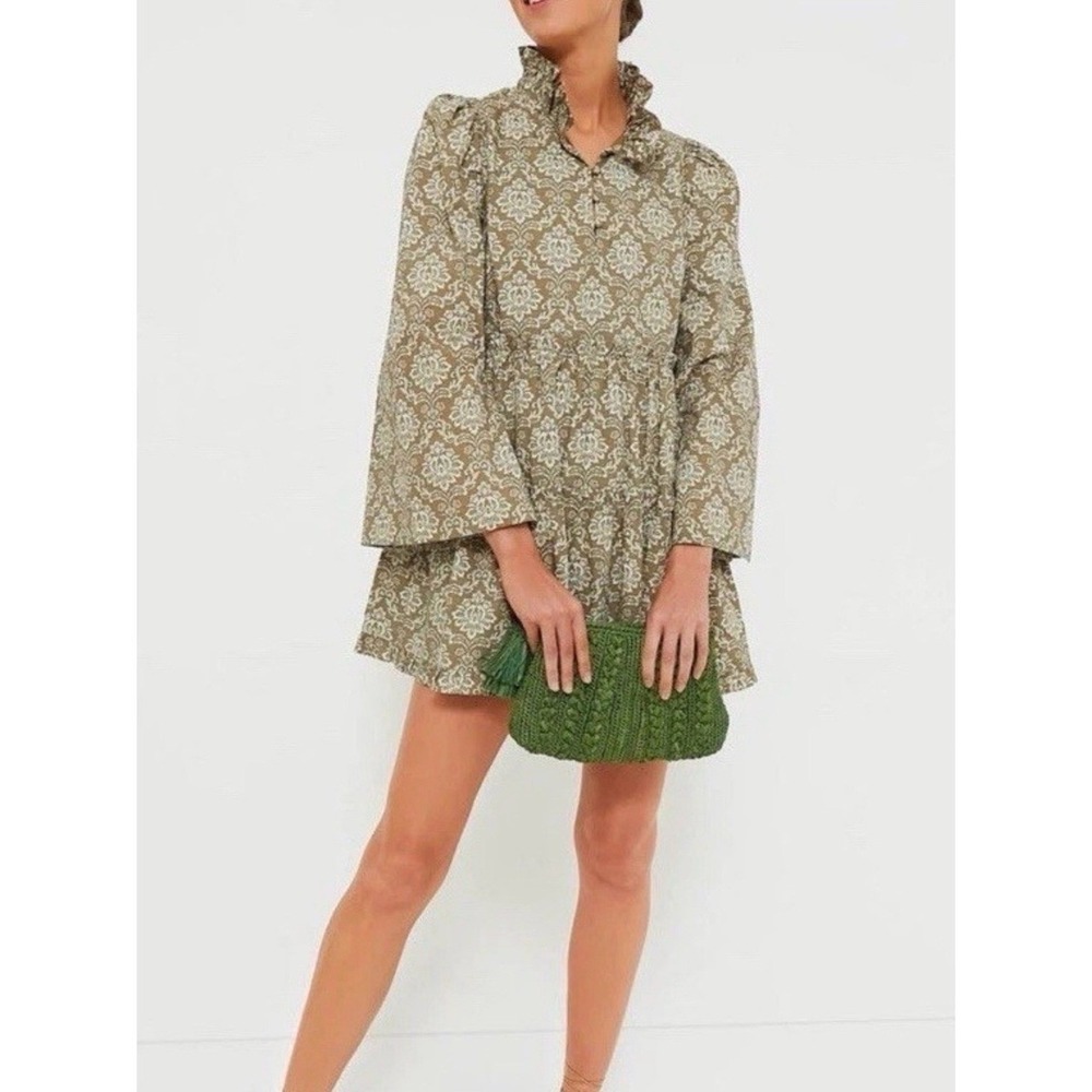 Tuckernuck Hyacinth‎ House Moss Printed Russell Mini Dress Olive Size M NWT